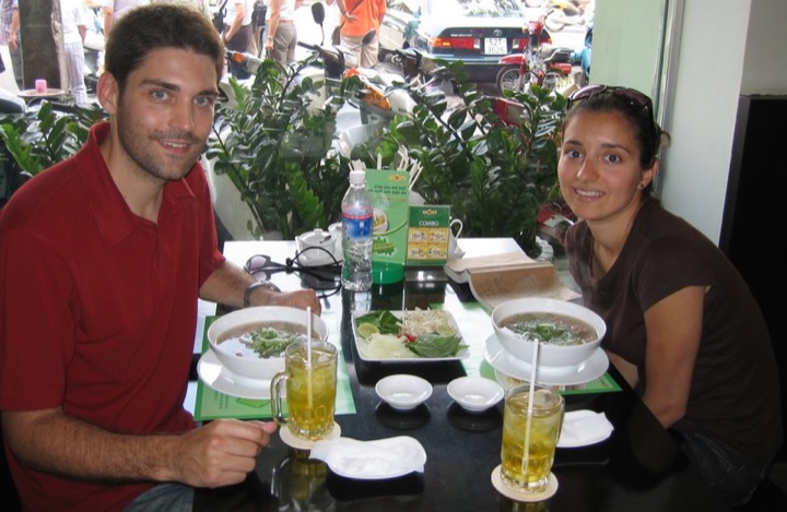 Eating pho bo