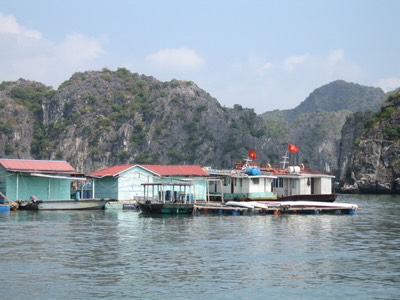 Floating village in halong
