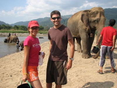 Getting ready to wash the elephants