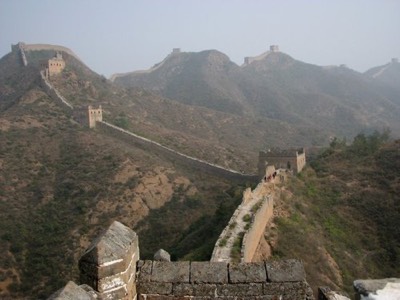 Great wall over mountains