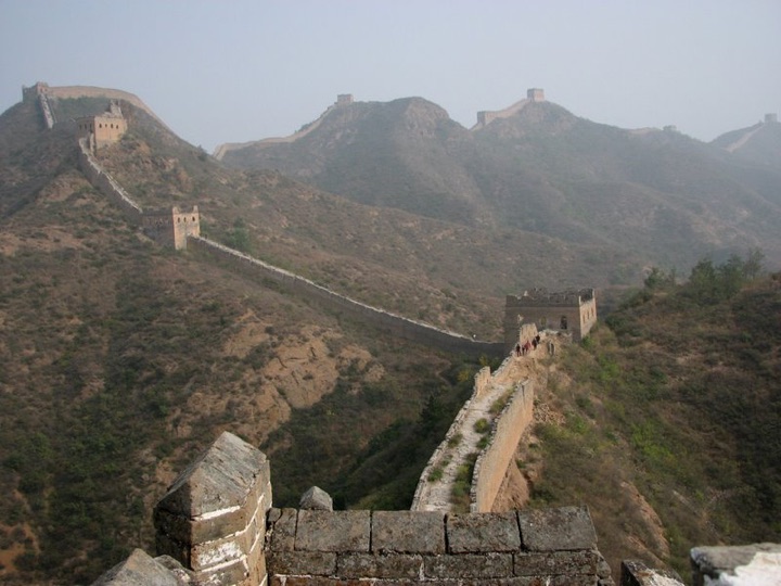 Great wall over mountains
