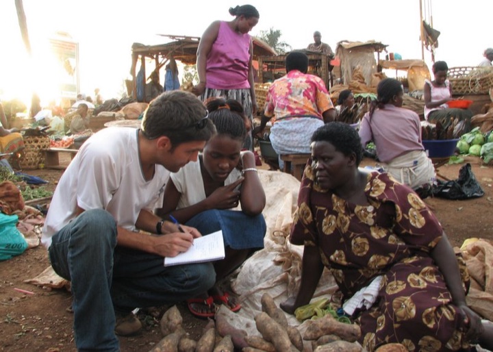 Interviewing potato seller