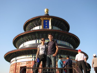 Joe and penny at temple