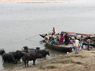 Locals crossing the ganges