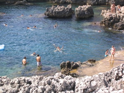 Penny and joe swim in capri