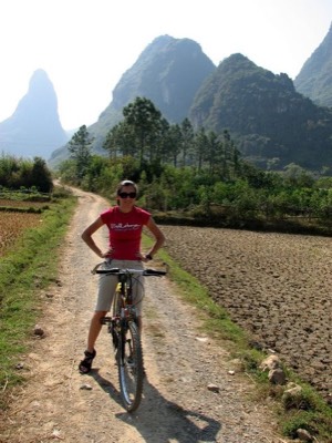 Penny on bike yangshuo