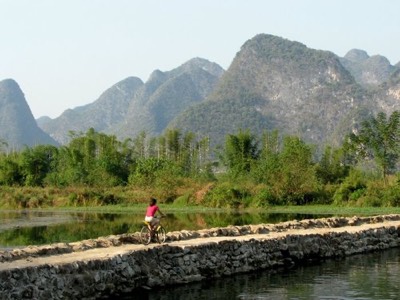 Penny on bike yangshuo