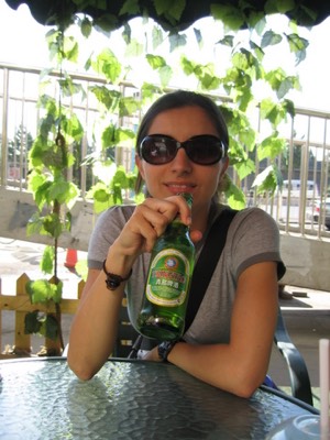 Penny with chinese beer