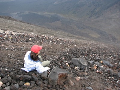 Resting on the steep slope