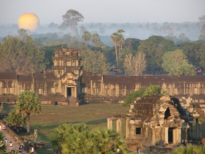 View from top of angkor to outer walls